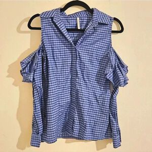 Adriana Tavera Ruffled Cold Shoulder Blouse